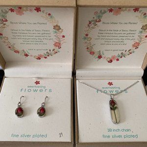 Everlasting Flower set Necklace and Earrings